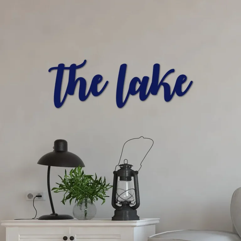 The Lake Sign, Metal Lake Sign, Lake House Decor, Metal Word Art, Steel Script Words For The Wall, Entryway Sign, Lake Gifts