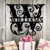 Decorative Split Monogram Metal Family Name Sign