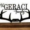 Custom Antler Last Name Sign, Personalized Family Sign With Established Year, Metal Deer Antlers, Family Home Decor, Anniversary Gift