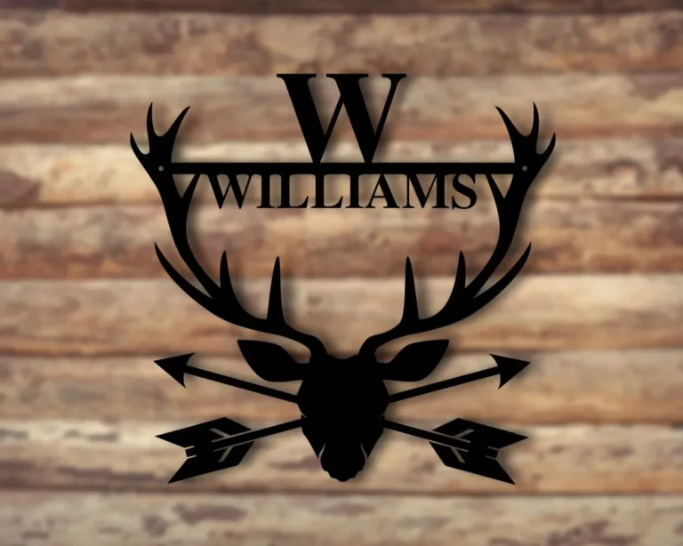 Metal Name Sign With Antlers, Custom Metal Sign Personalized, Last Name Sign, Family Name Sign, Metal Last Name Sign, Metal Monogram Sign