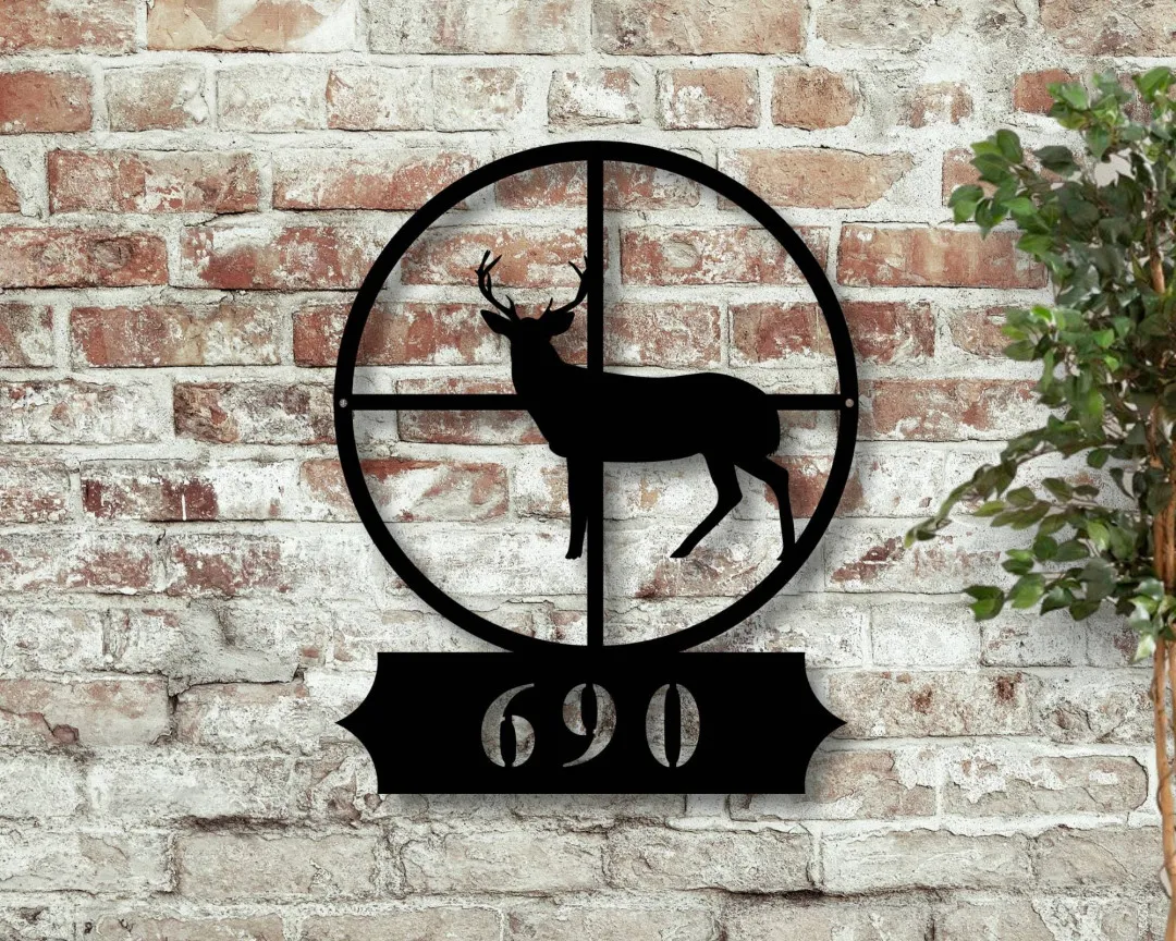 il_fullxfull.2192048902_8pjk_1024x1024_2x_8f0d2773-2f48-4da4-a77d-8287f5197eab.webp Custom Metal Address Sign - Camp Address Sign - Metal Hunter Camp Numbers - Address Plaque - Housewarming Gift - Hunting Deco - Hunting Gift