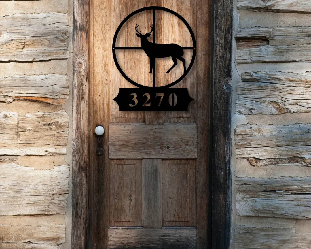 il_fullxfull.2192049500_qtor_1024x1024_2x_b5f0d0fd-cad3-4457-b686-a205d64b4357.webp Custom Metal Address Sign - Camp Address Sign - Metal Hunter Camp Numbers - Address Plaque - Housewarming Gift - Hunting Deco - Hunting Gift