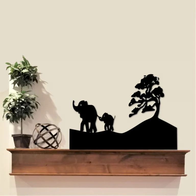 Metal Elephant And Baby Nursery Sign, Jungle Sign, Zoo Wall Decor,african Safari, Kids Room Decor, Wildlife Art, Metal Animal Cutout