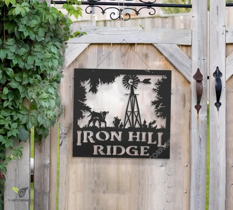 Custom Metal Windmill Calf Cactus Sign, Windmill Sign Metal