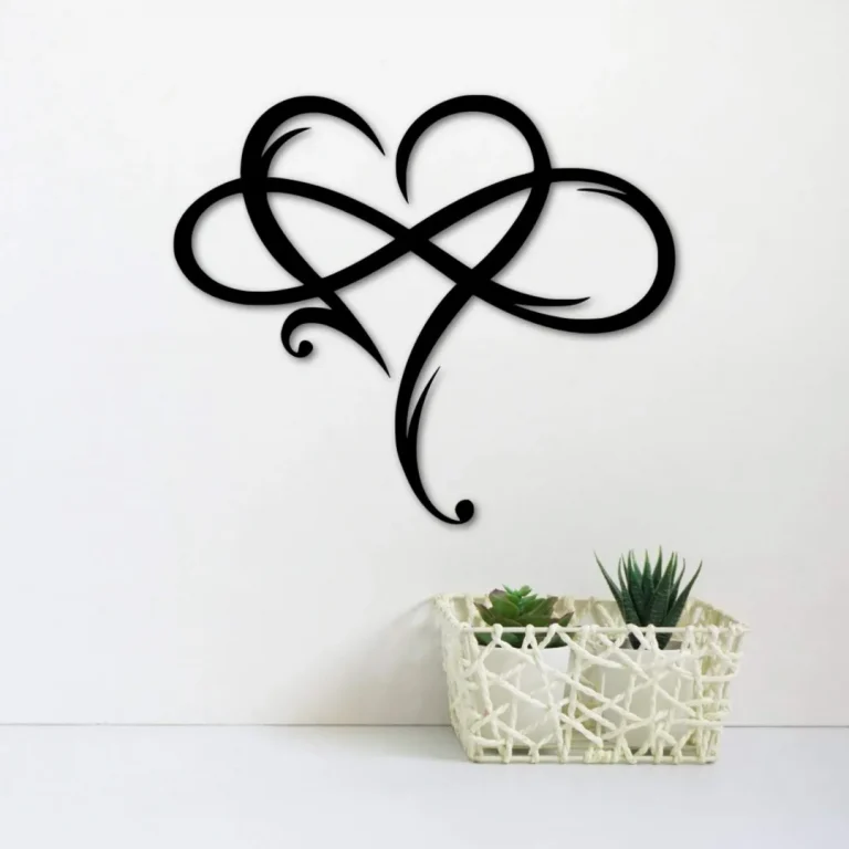 Infinity Symbol With Heart Metal Sign, Love Infinity Symbol With Heart, Wedding, Anniversary, Christmas Gift For Couple, Metal Wall Art