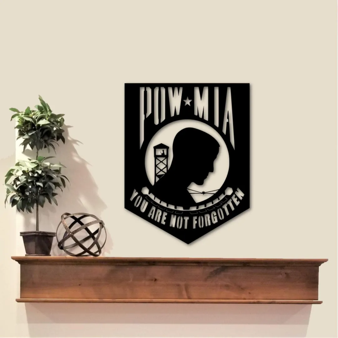 il_fullxfull.2204738307_71cx_1024x1024_2x_95af20e3-316d-422f-9740-7eb237275294.webp Pow Mia Metal Sign, Military Metal Wall Art, Missing In Action, You Are Not Forgotten, Military Sign, Patriotic Decor, Military Gift
