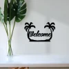 Palm Tree Welcome Sign, Front Door Hanger, Entryway Sign, Tropical Or Beach Sign, Hawaiian Decor, Palm Tree Sign, Vacation House Decor