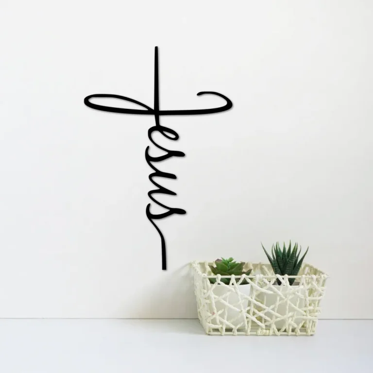 Jesus Cross Metal Sign, Cross Wall Decor, Religious Art Faith Gift, Bible And Scripture Sign, Jesus Word Art, Jesus Word In Cross