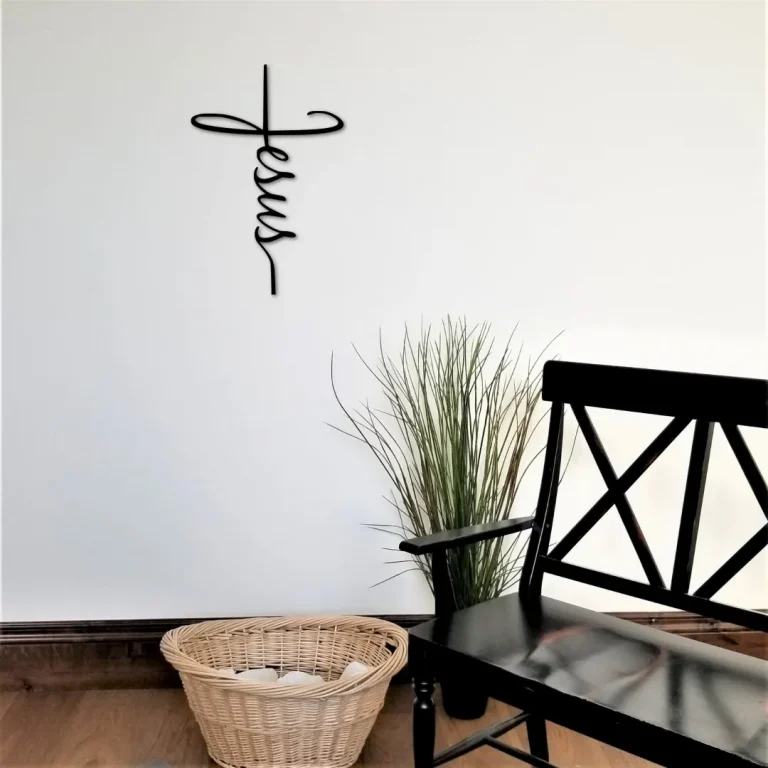 Jesus Cross Metal Sign, Cross Wall Decor, Religious Art Faith Gift, Bible And Scripture Sign, Jesus Word Art, Jesus Word In Cross