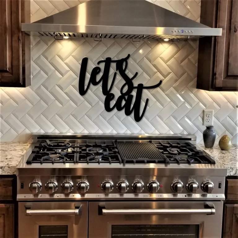 Let's Eat Metal Sign, Kitchen Sign, Wall Hanging, Rustic Wall Decor, Farmhouse Style Dining Room Sign, Script Words For The Wall