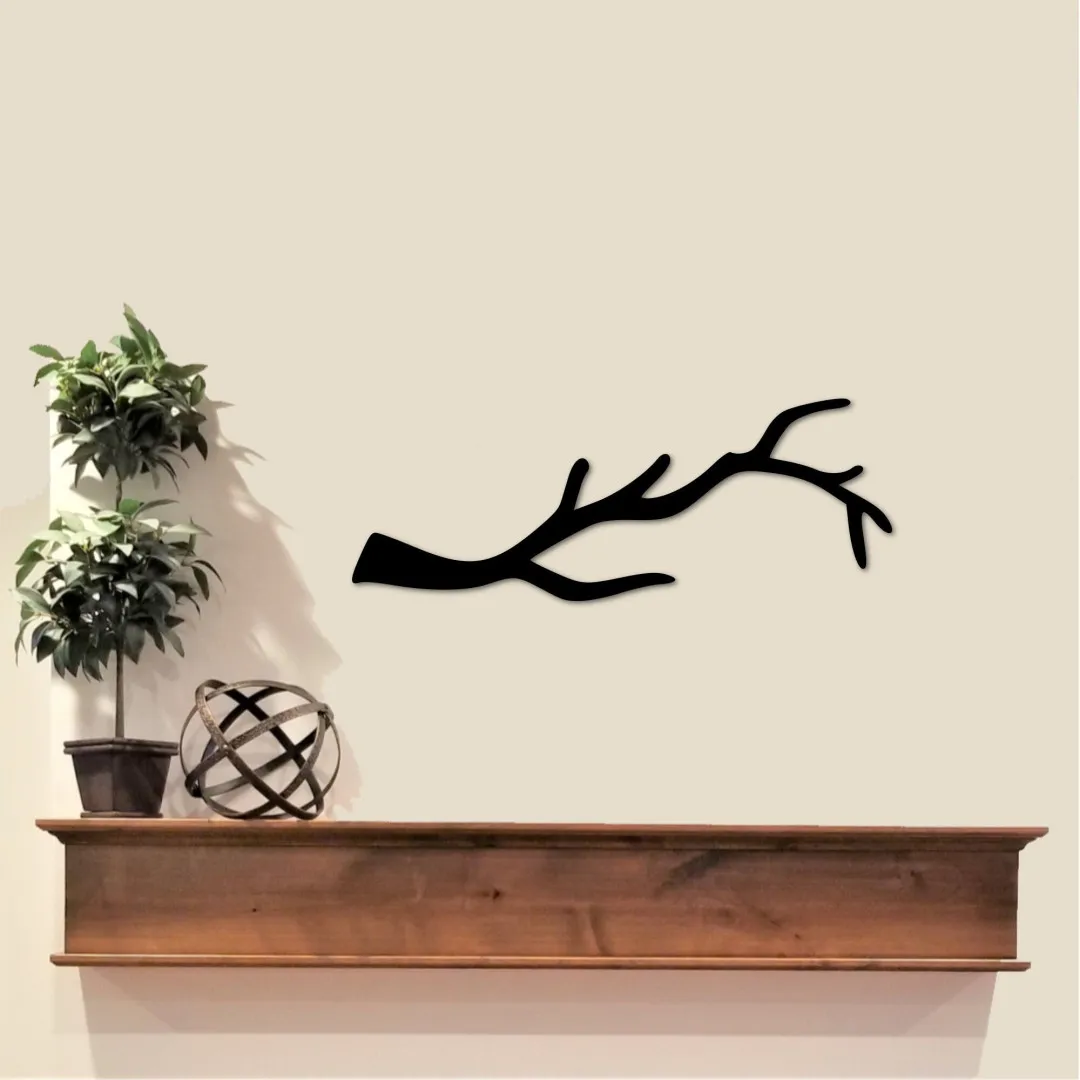il_fullxfull.2209618827_asl6.webp Tree Branch Wall Art, Rustic Decor, Single Tree Branch Metal Wall Decor, Metal Wall Accents, Horizontal Tree Branch For Wall, 19" Wide