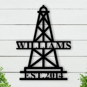 Oil Rig Personalized Door Hanger ,oil Rig Metal Art , Gift For Oil Rig Worker, Rustic Metal Wall Art ,rustic Cabin Sign ,oil Field Sign