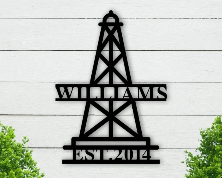 Oil Rig Personalized Door Hanger ,oil Rig Metal Art , Gift For Oil Rig Worker, Rustic Metal Wall Art ,rustic Cabin Sign ,oil Field Sign