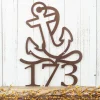 Nautical House Number With Anchor, Metal Address Plaque, Outdoor Metal Wall Art, Beach Sign, Laser Cut Sign, Copper Vein Shown