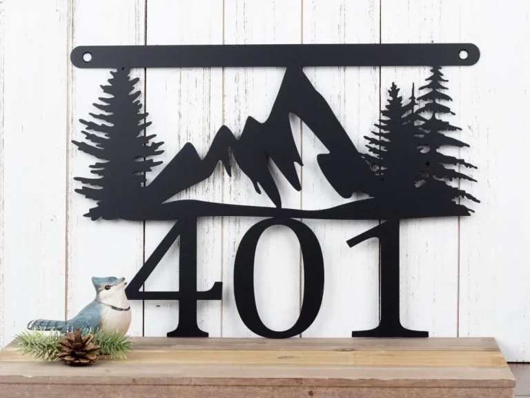 Mountain Metal House Number Sign, Metal Sign, Outdoor Sign, House Numbers, Address Plaque, Custom Sign