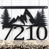 Mountain House Number Metal Sign, Address Plaque, House Numbers, Metal Wall Art, Mountains, Custom Sign