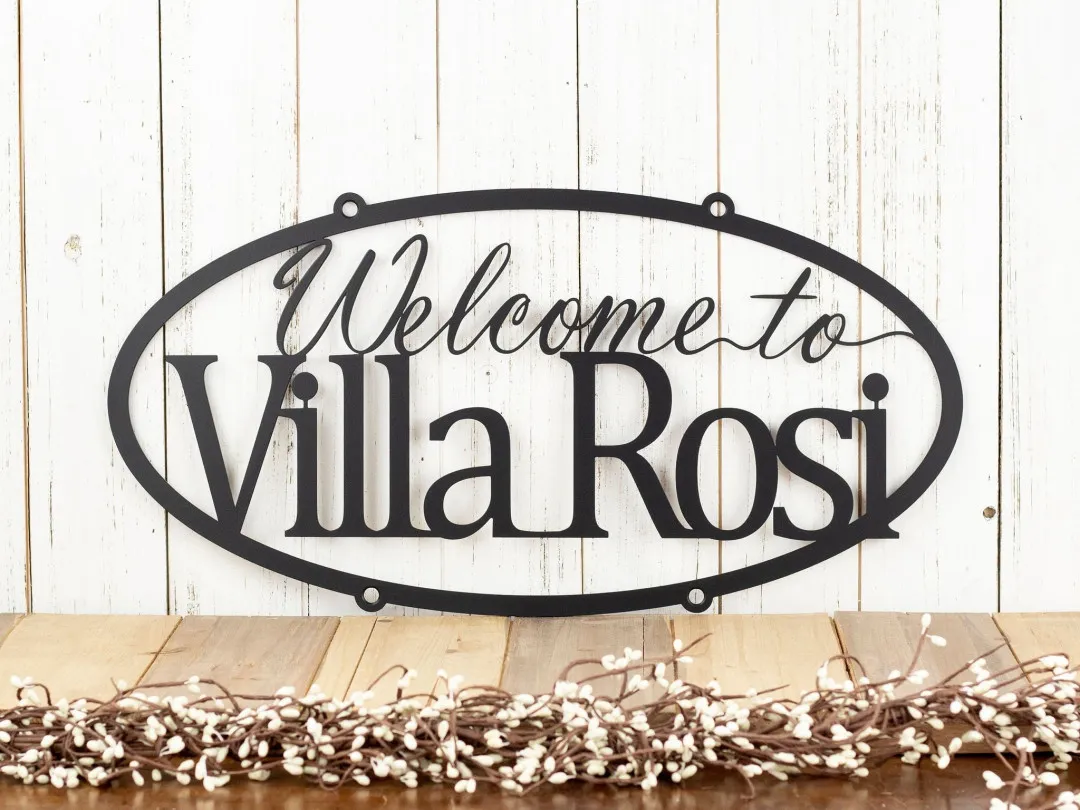il_fullxfull.2211507692_tvbq_1024x1024_2x_db727279-4f73-42cb-8f5b-32db06a6be3b.webp Custom Metal Sign, Welcome Sign, House Sign, Name Sign, Metal Wall Art, Outdoor Sign, Oval Sign, Matte Black Is Shown