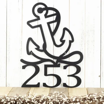 Nautical House Numbers - Metal, Black, Laser Cut, Beach House, House Number, Nautical Decor, Address