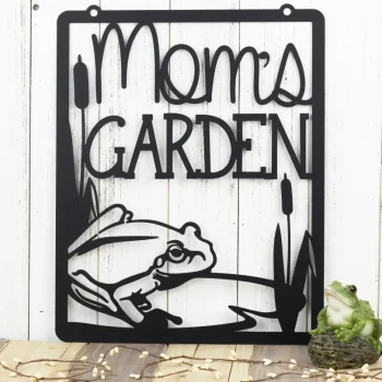 Mom's Garden Metal Sign, Garden Decor, Yard Art, Mothers Day, Metal Decor, Garden Sign, Garden Decoration, Gift For Her, Frog, Sign