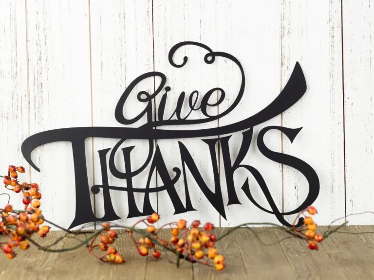 Give Thanks Thanksgiving Metal Sign - Black, Autumn Decor, Fall Sign, Metal Wall Art, Outdoor Sign, Metal Art