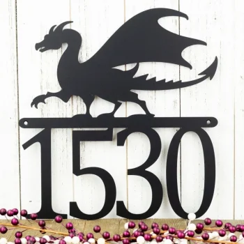 Dragon Outdoor Metal House Number Sign, House Numbers, Address Plaque, Fantasy, Custom Metal Sign, Sign