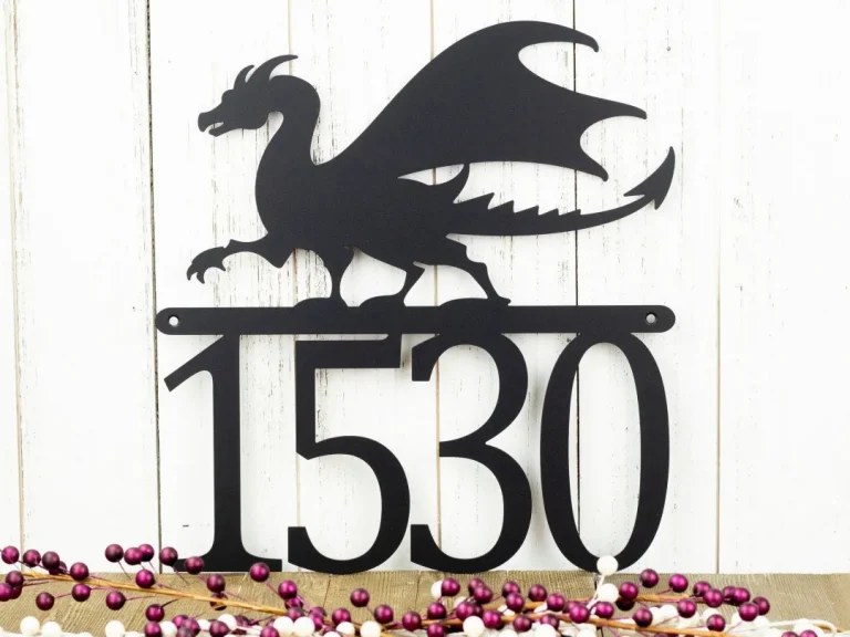 Dragon Outdoor Metal House Number Sign, House Numbers, Address Plaque, Fantasy, Custom Metal Sign, Sign