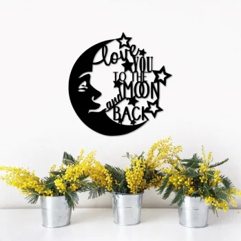 Love You To The Moon And Back Metal Sign, Metal Wall Art, Baby Room Nursery Decor, Kids Room Moon Star Art, Gift Idea For Kids