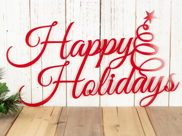 Happy Holidays Christmas Metal Sign, Outdoor Christmas Decor, Farmhouse Christmas Metal Wall Art