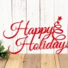 Happy Holidays Christmas Metal Sign, Outdoor Christmas Decor, Farmhouse Christmas Metal Wall Art