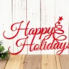 Happy Holidays Christmas Metal Sign, Outdoor Christmas Decor, Farmhouse Christmas Metal Wall Art