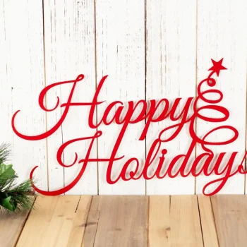 Happy Holidays Christmas Metal Sign, Outdoor Christmas Decor, Farmhouse Christmas Metal Wall Art