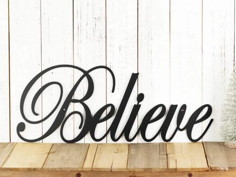 Believe Metal Wall Art, Metal Sign, Christmas Decor, Metal Wall Decor, Sign, Wall Hanging, Outdoor Sign, Inspirational, Wall Art