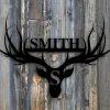 Deer Last Name Sign, Metal Deer Sign, Antler Wall Sign, Hunting Present, Man Gift, Deer Family Name Sign, Hunter Valentines Gift, Camp Sign