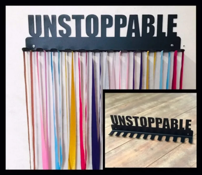 Unstoppable- Medal Hanger Holder Display Rack 12 Hooks, Cut Metal Sign, Metal Wall Art