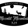 Metal Wildlife Sign With Buck, Mountain, 4ft Nature Sign, Customized With Your Name, Metal Wall Art, Metal House Sign