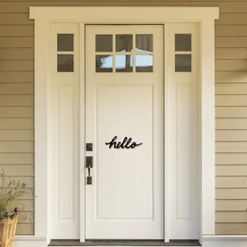 Metal Hello Sign, Script Words For The Wall, Metal Rustic Word Art, Hello Sign, Front Porch Decor, Entryway Sign, Hello For Wreath