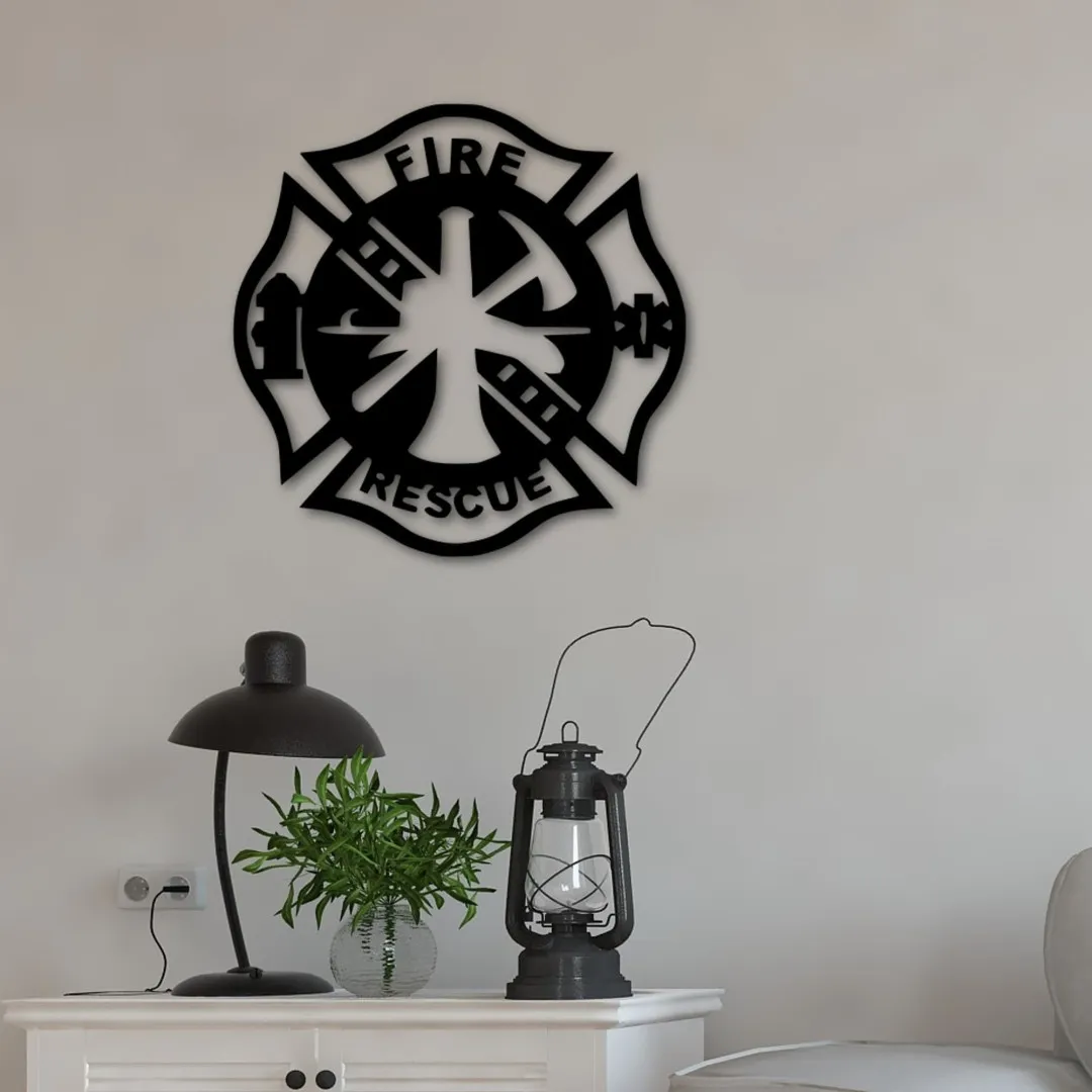 il_fullxfull.2225680975_nldg_1024x1024_2x_8a2606b1-5fe7-426e-b17d-94bdd8693b6b.webp Fire Department Metal Sign, Maltese Badge Metal Wall Art, Fire Dept Sign, Gift For Firefighter, Fire Department Gift, Firefighters Sign
