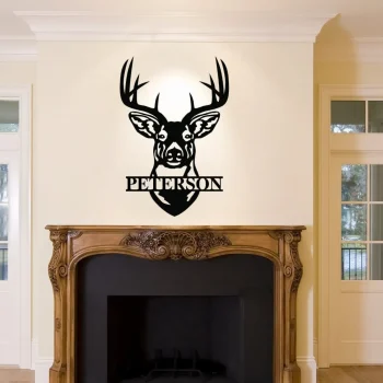 Custom Name Deer Head Sign,deer Antler Decor,deer Hunter Gift,deer Camp Sign,christmas Gift For Him,deer Name Metal Sign,fathers Day Gift