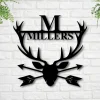 Metal Name Sign With Antlers, Custom Metal Sign Personalized, Last Name Sign, Family Name Sign, Metal Last Name Sign, Metal Monogram Sign