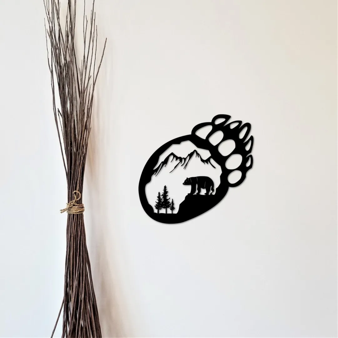 il_fullxfull.2242711797_g60c_1024x1024_2x_ad593d33-6de8-4a54-a051-001716ae5419.webp Bear Claw Sign, Metal Bear Track With Bear, Cabin Wall Art, Bear Paw, Wildlife Decor, Bear Decor Wall Hanging, Rustic Home Decor