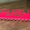 Gymnastics - This Girl Is On Fire- Medal Hanger Holder Display Rack 3 Rung, Cut Metal Sign, Metal Wall Art