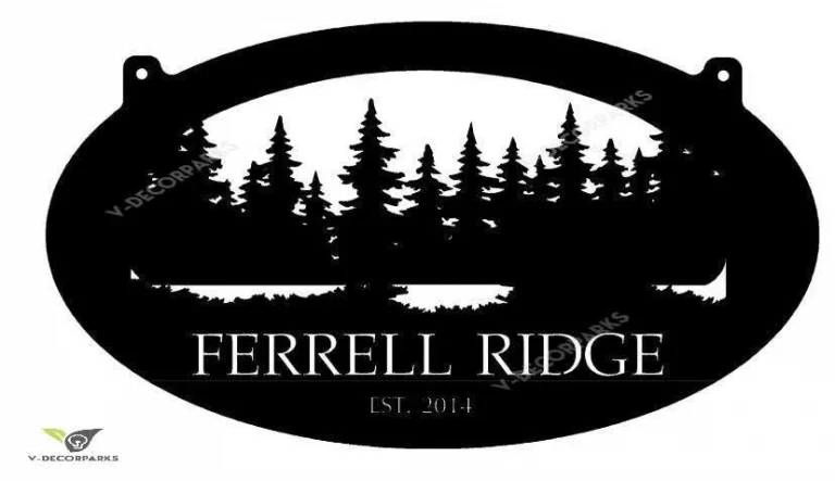 Custom Metal Sign With Evergreens, Metal Wall Art, Metal House Sign