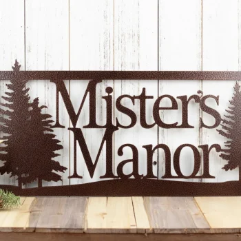 Custom Metal Sign, Outdoor Sign, Family Name, Wedding Gift, Anniversary, Sign, Metal Wall Art, Cabin Decor, Pine Trees