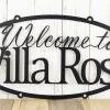 Custom Metal Sign, Welcome Sign, House Sign, Name Sign, Metal Wall Art, Outdoor Sign, Oval Sign, Matte Black Is Shown