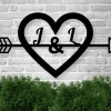 Custom Heart Sign, Metal Heart Sign, Custom Initial Sign, Heart And Arrow, Initials Heart Sign, Valentine's Day, Mother's Day, Heart Decor
