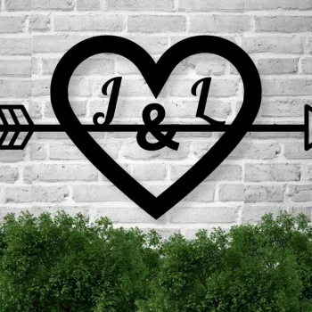 Custom Heart Sign, Metal Heart Sign, Custom Initial Sign, Heart And Arrow, Initials Heart Sign, Valentine's Day, Mother's Day, Heart Decor