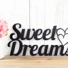 Sweet Dreams Metal Sign - Black, Hearts, Metal Wall Art, Outdoor Sign, Wall Art, Sign, Signage, Plaque, Door Sign