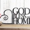 God Bless Our Home Metal Sign, Heart, Religious Decor, God Bless, Spritual Decor, Religious Wall Art, Word Art, Sign, Wall Hanging