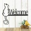 Cat Welcome Sign, Metal Wall Art, Cat Lover Gift, Outdoor Welcome Plaque