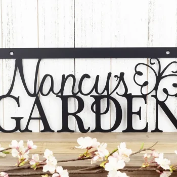 Custom Metal Garden Name Sign, Mother's Day Gift, Outdoor Metal Wall Art, Garden Decor